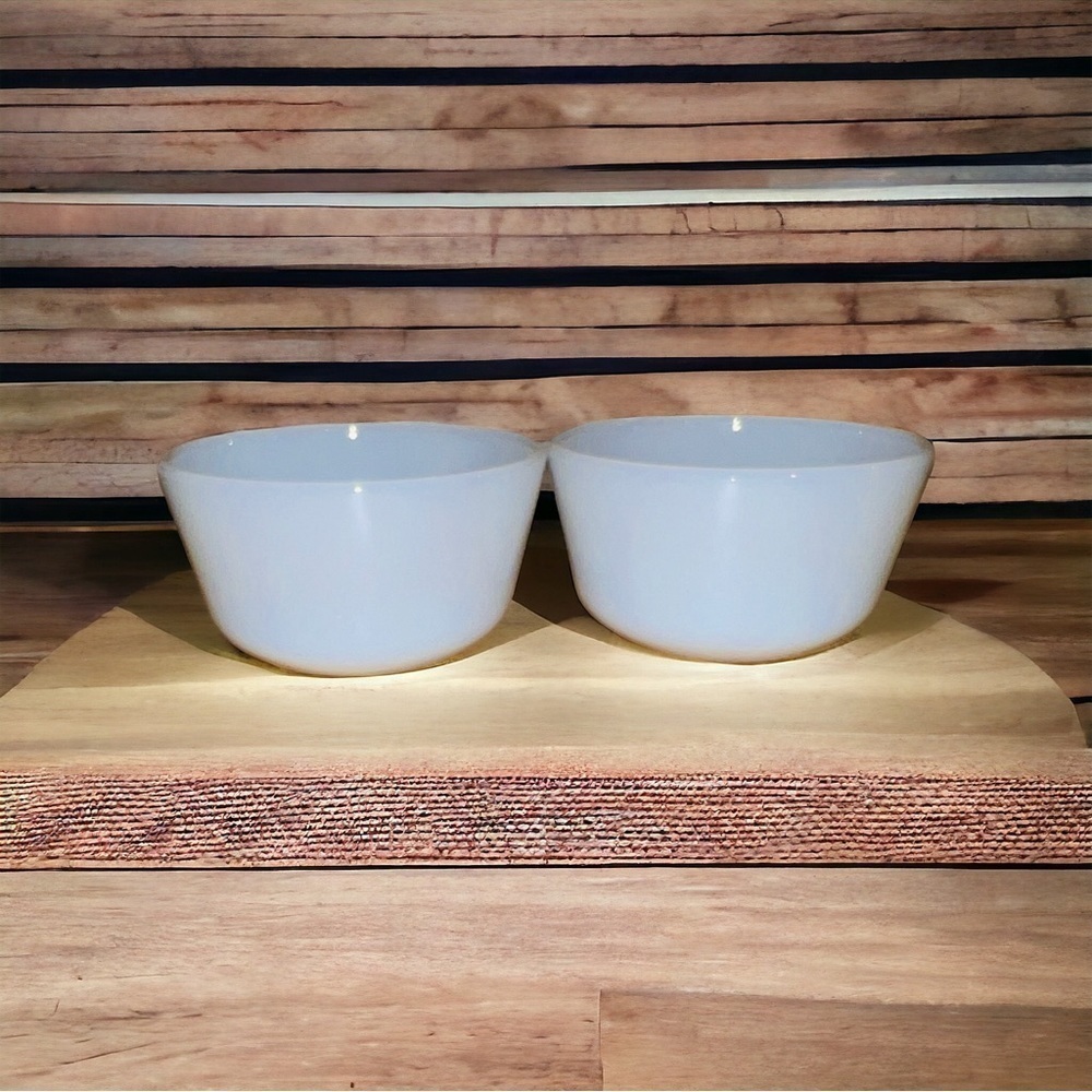 *Set Of 2* Vintage Anchor Hocking Fire King Milk Glass 434 Custard Cups Ramekins